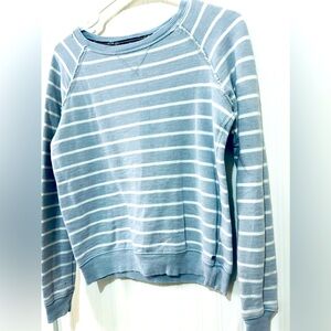 Classic AEO Crew Neck Sweatshirt, Small, Gray/White Striped Y2K
